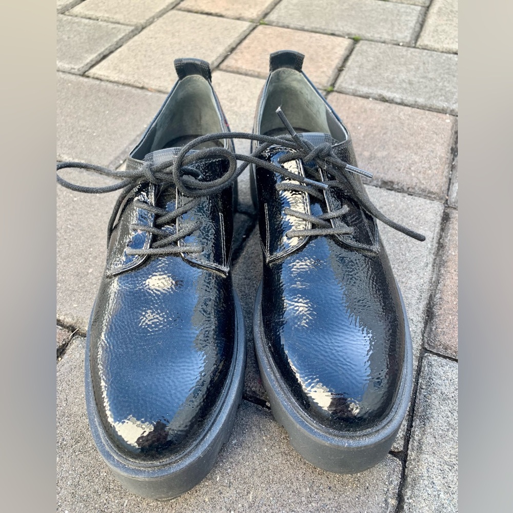 Franco Sarto Balin Laced Oxfords Patent Black Size 8